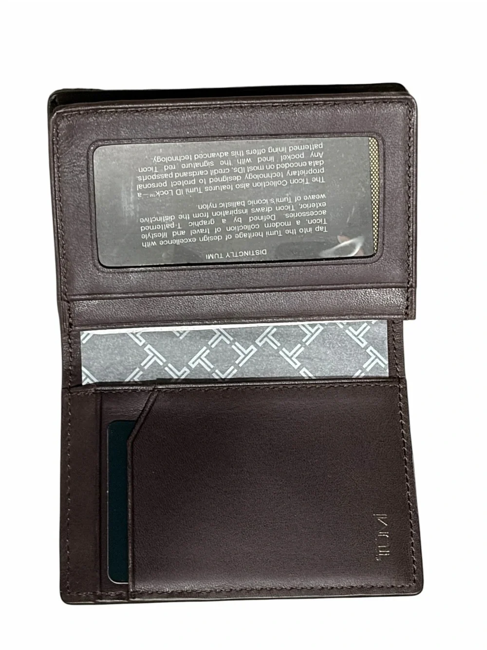 Tumi Men's Dark Brown Embossed Leather Card Holder